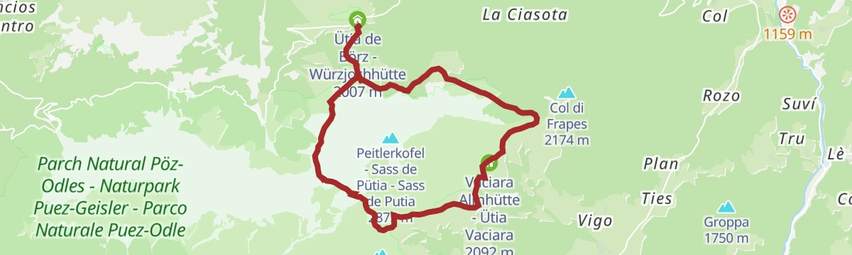 Route map: Peitlerkofel hiking circuit
